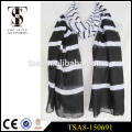 high end black and withe stripes simple style men 100 polyester scarf